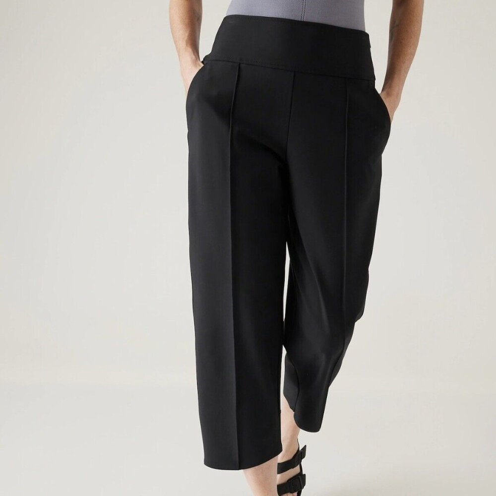 Athleta Stellar Wide Crop - Black - 14P